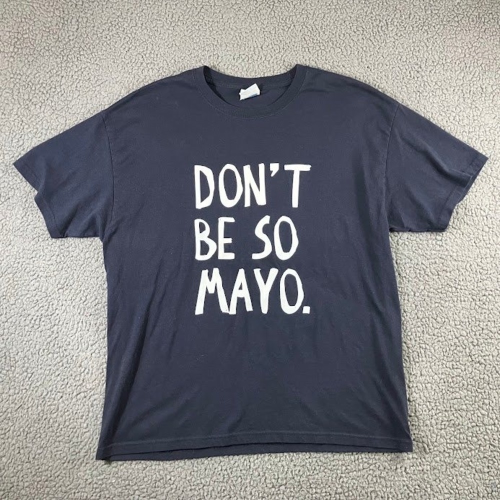 Vintage Hanes Miracle Whip Dont Be So Mayo Graphic T-Shirt Navy Blue Size XL